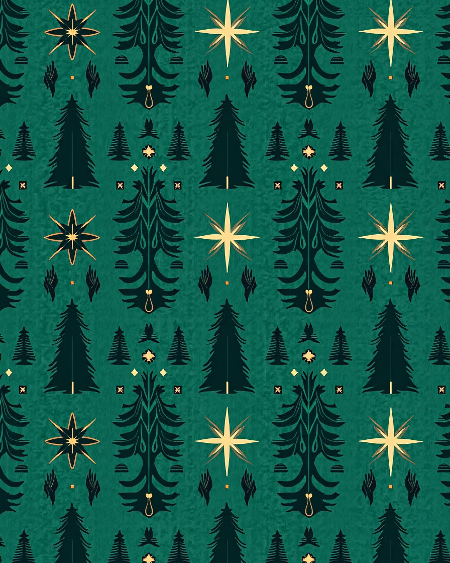 Emerald Forest Tree Star Arrangement Rug