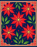 Red Poinsettia Floral Navy Garden Rug