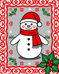 Christmas Snowman Holly Snowflake Border Rug