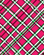Vibrant Pink Green White Plaid Rug