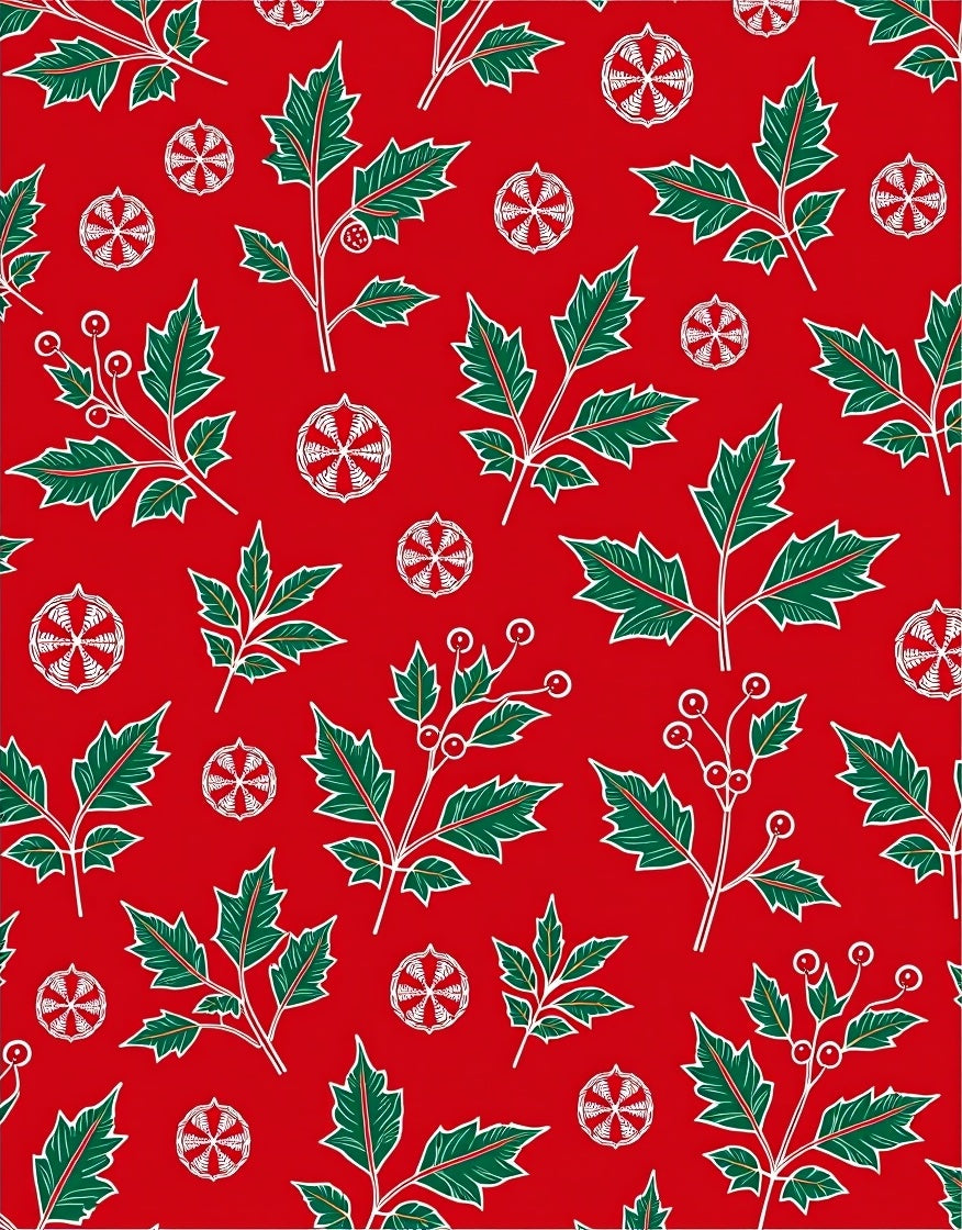 Red Green Holly Berry Mandala Rug