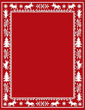Festive Red White Reindeer Trees Border Rug