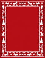 Festive Red White Reindeer Trees Border Rug