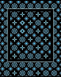 Ice Blue Snowflake Geometric Border Rug