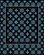 Ice Blue Snowflake Geometric Border Rug