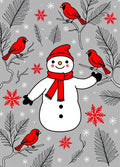 Red Cardinal Snowman Winter Wonderland Rug