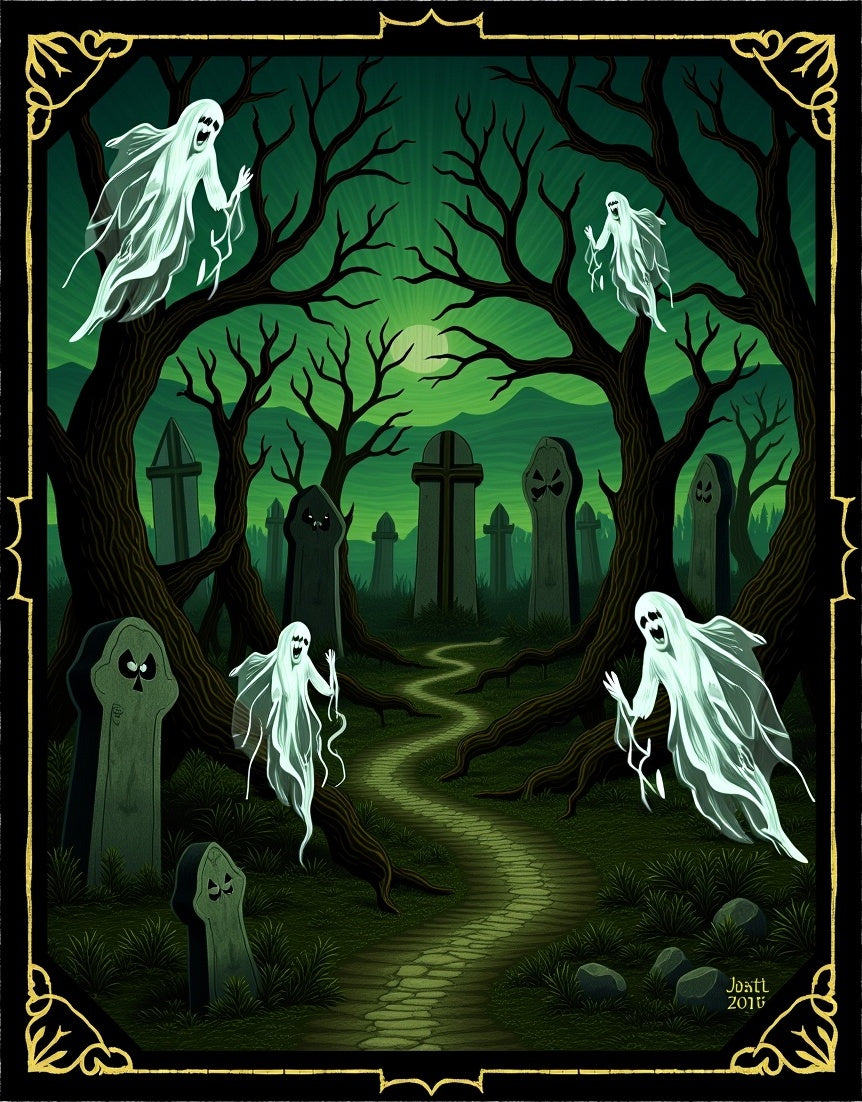Spooky Forest Ghostly Graveyard Path Rug