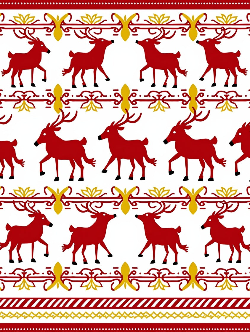 Rustic Red Deer with Golden Border Rug