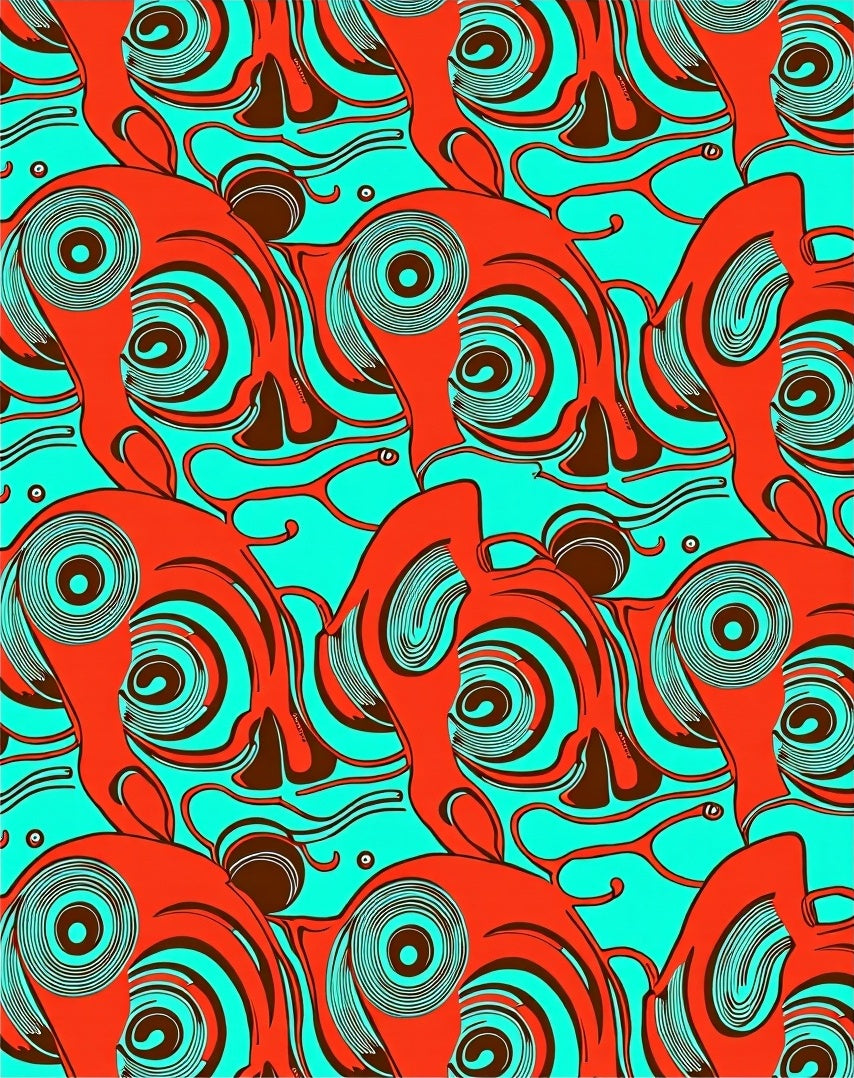 Abstract Spirals Turquoise Orange Rug