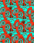 Abstract Spirals Turquoise Orange Rug