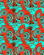 Abstract Spirals Turquoise Orange Rug
