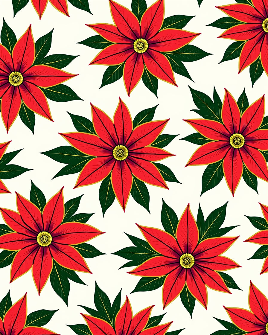 Crimson Poinsettia Foliage Floral Rug