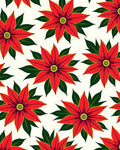 Crimson Poinsettia Foliage Floral Rug