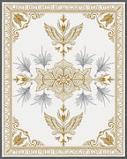 Gold Gray Ornately Winged Bloom Rug