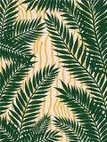 Deep Green Palm Fronds Yellow Swirls Rug
