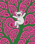 Playful White Koala Pink Tree Rug
