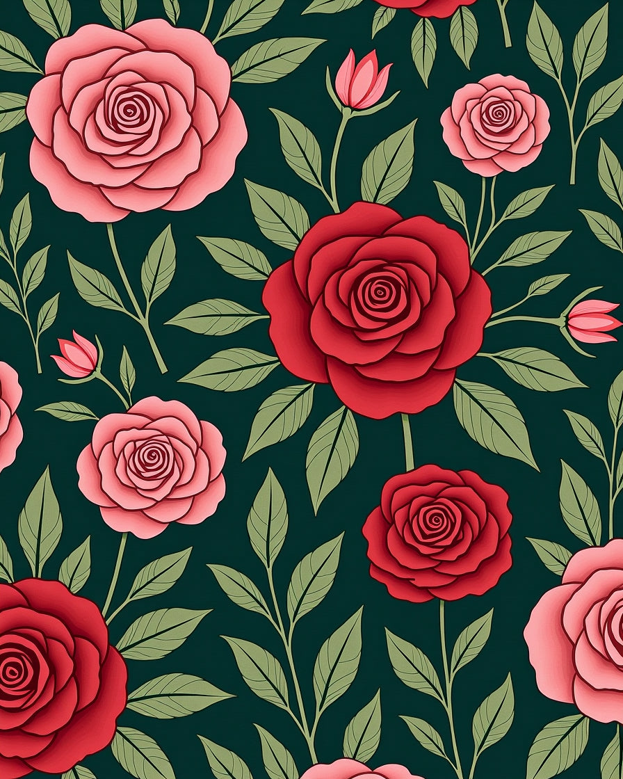 Classic Red Pink Rose Garden Blanket Rug