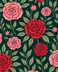 Classic Red Pink Rose Garden Blanket Rug