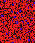 Spooky Orange Pumpkin Swirl Floral Rug