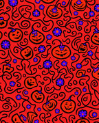 Spooky Orange Pumpkin Swirl Floral Rug