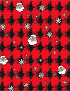 Red Black Plaid Santa Snowflakes Rug