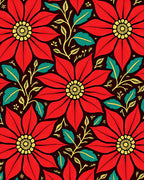 Bold Red Floral Poinsettia Garden Rug