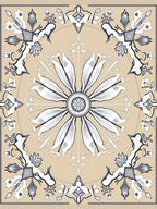 Tan Golden Flower Medallion Rug
