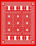 Red White Folkloric Floral Medallion Rug