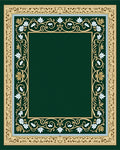 Emerald Green Floral Scroll Border Rug