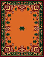 Ornate Burgundy Emerald Floral Frame Rug