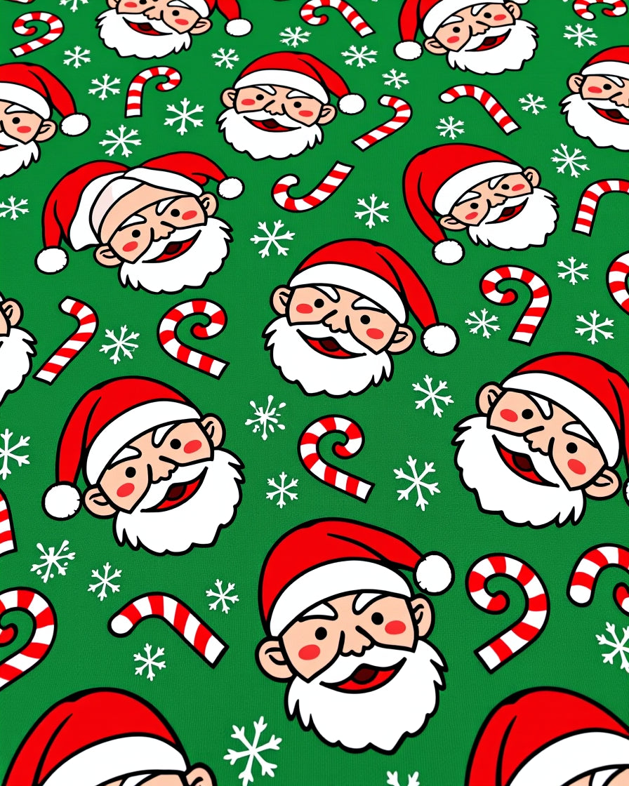 Festive Red Santa Candy Cane Snowflakes Rug