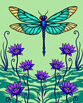 Art Nouveau Blue Dragonfly Lotus Garden Rug