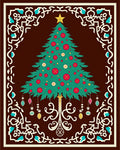 Festive Green Christmas Tree Ornaments Rug
