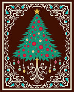 Festive Green Christmas Tree Ornaments Rug