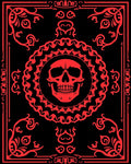 Crimson Skull Mandala Border Rug