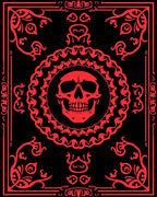 Crimson Skull Mandala Border Rug