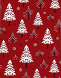 Red White Festive Christmas Trees Rug