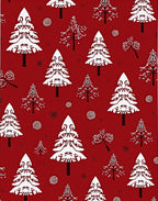 Red White Festive Christmas Trees Rug