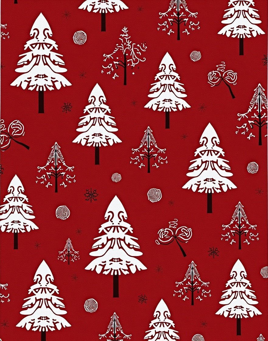 Red White Festive Christmas Trees Rug