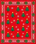 Red Christmas Trees Snowflake Border Rug