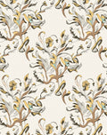 Earthy Yellow Leafy Scrollwork Rug