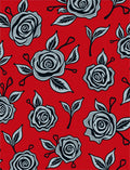 Red Rose Outline Floral Rug