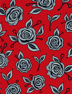 Red Rose Outline Floral Rug