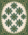 Elegant Green Starburst Floral Frame Rug