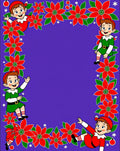 Christmas Elves Red Poinsettia Border Rug