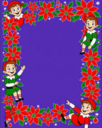 Christmas Elves Red Poinsettia Border Rug