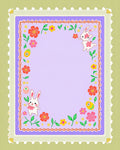 Playful Easter Bunny Blooming Floral Border Rug