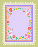 Playful Easter Bunny Blooming Floral Border Rug
