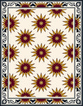 Deep Burgundy Gold Starburst Repeating Borders Rug