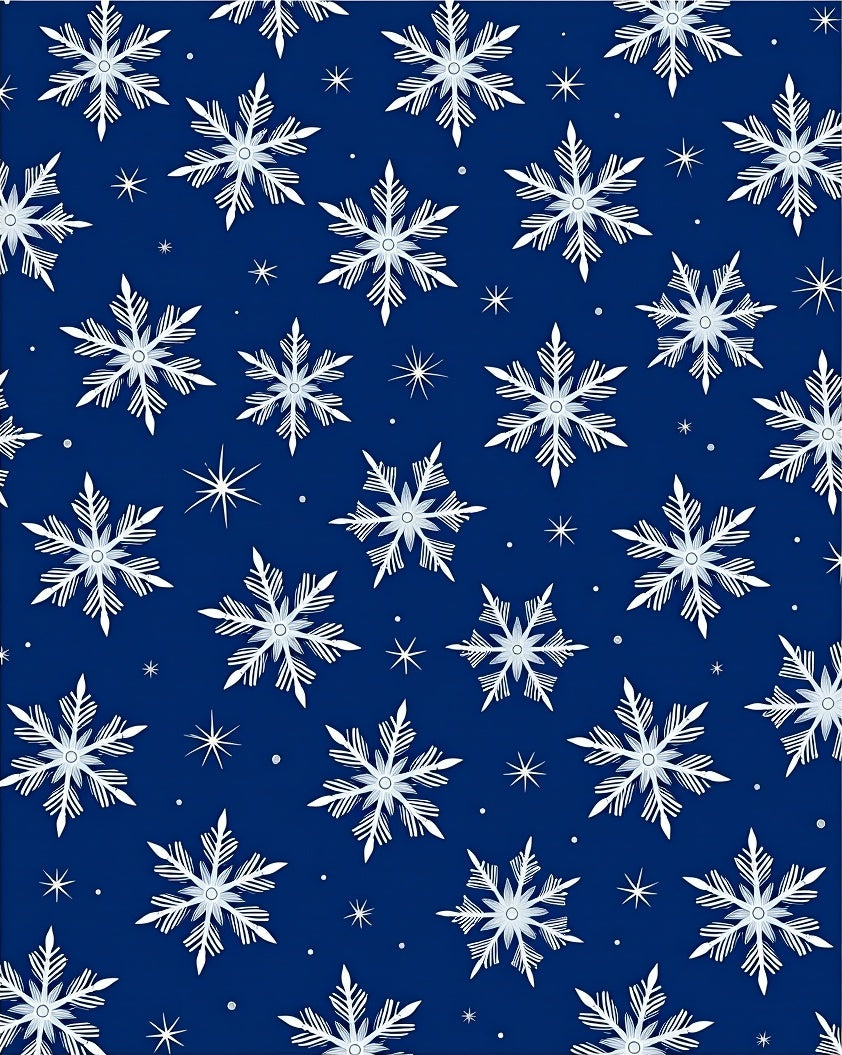 Midnight Blue Snowflake Collage Rug